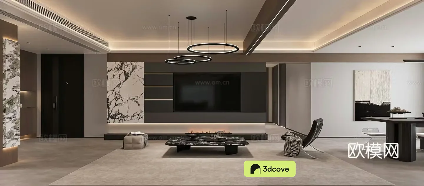 Modern living and dining room