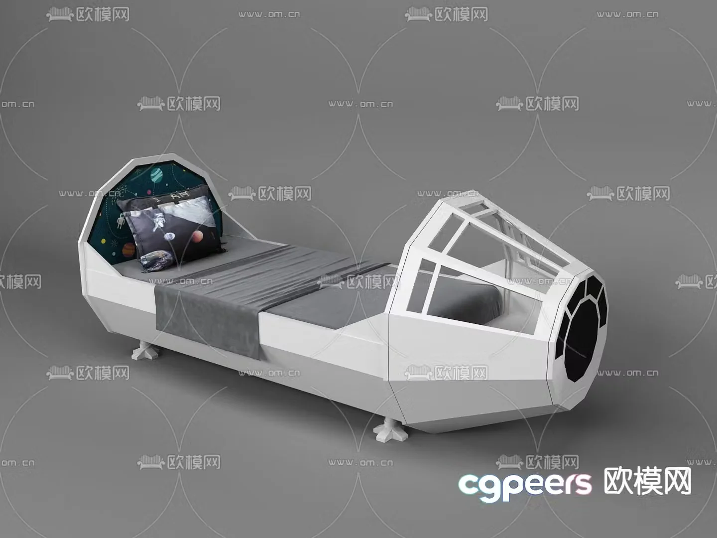 Modern children’s space bed 3d model