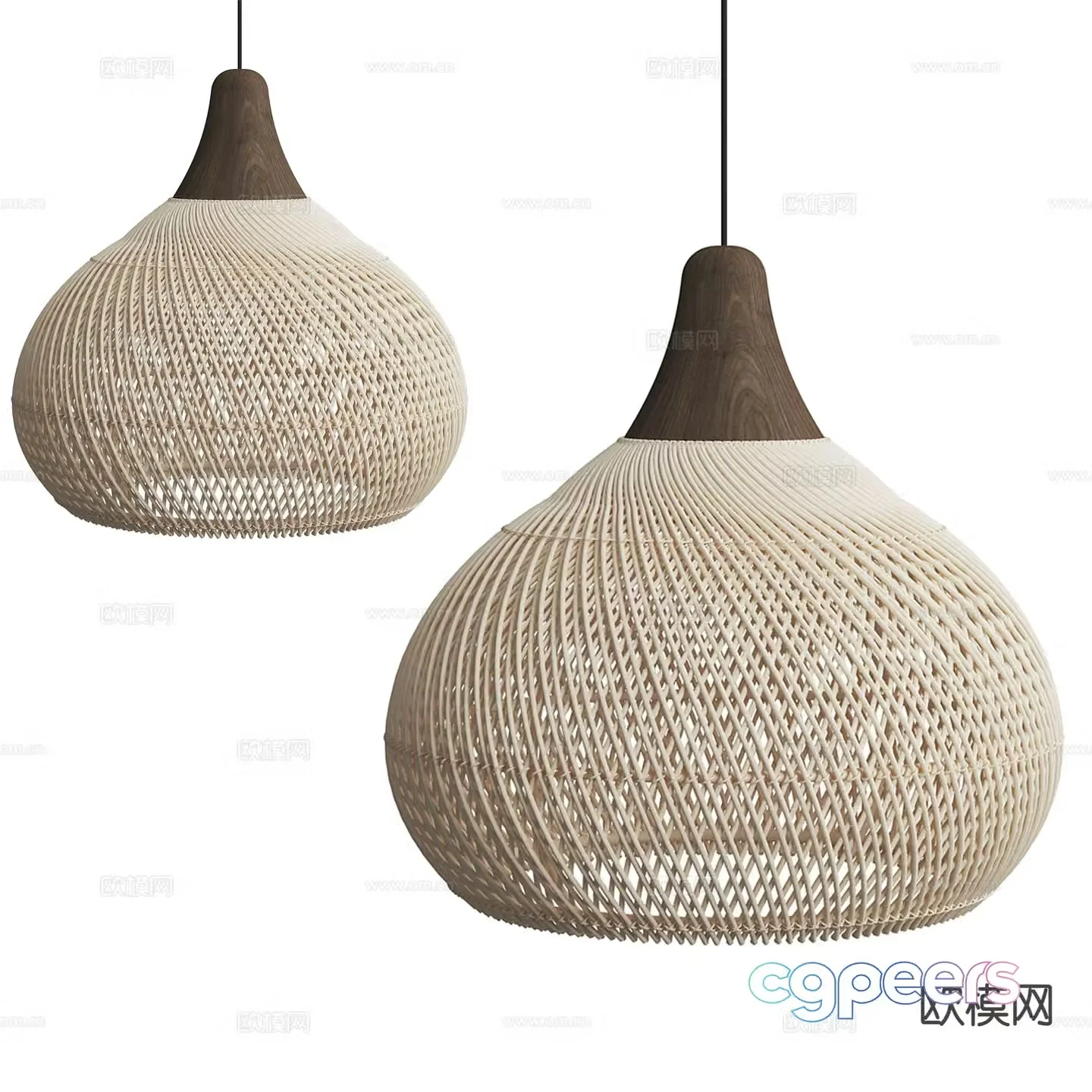 Wabi-sabi chandelier rattan chandelier 3d model