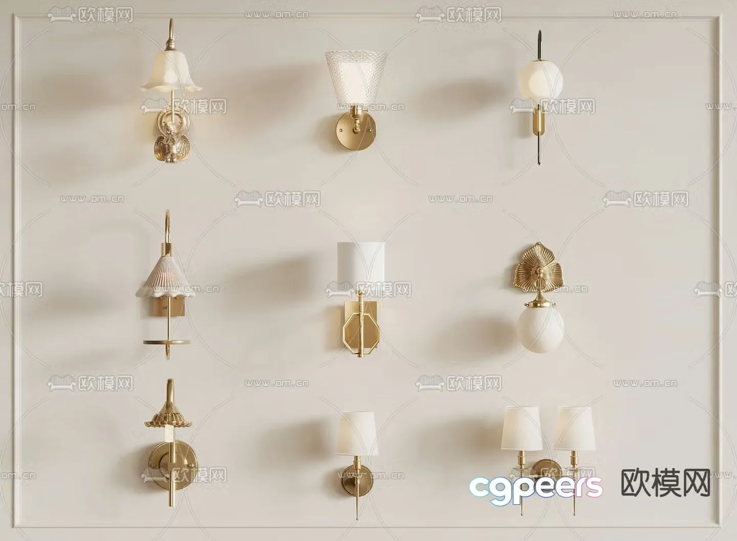 French wall lamp light luxury wall lamp 3D model