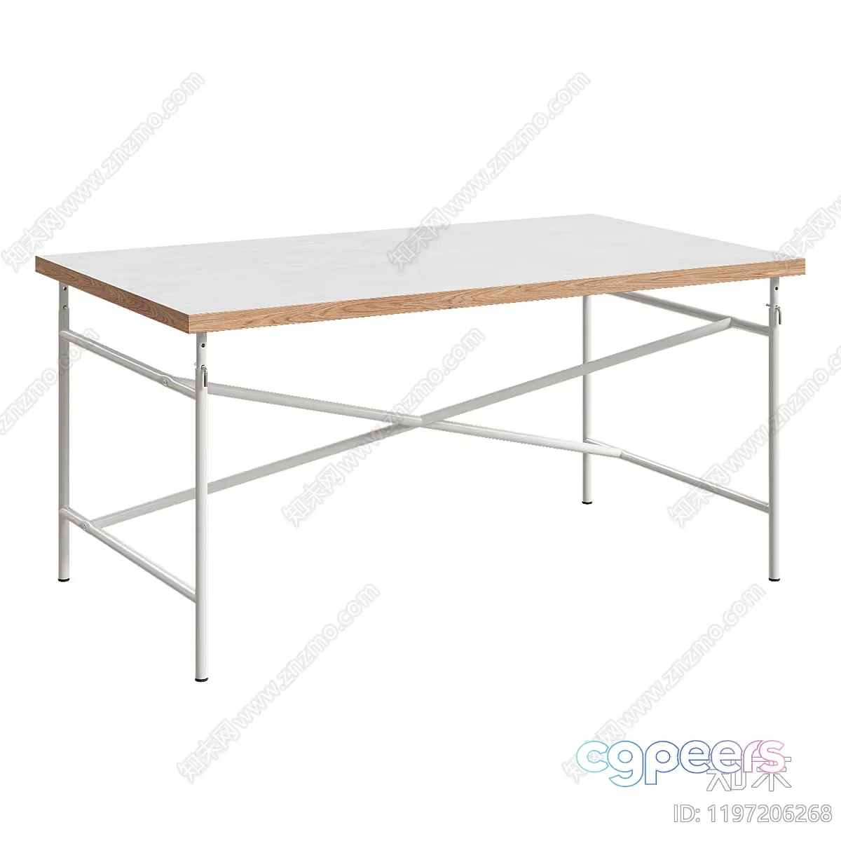 A White Desk With A Wooden Top 3D Model – 19967 – VRAY Render