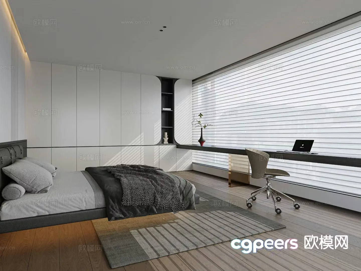 Modern minimalist bedroom master bedroom 3d model