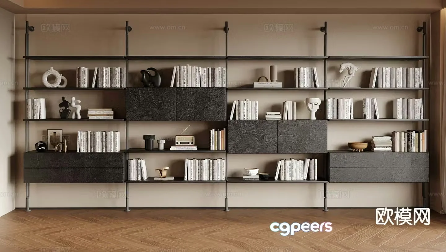 Modern bookcase bookshelf 3d model