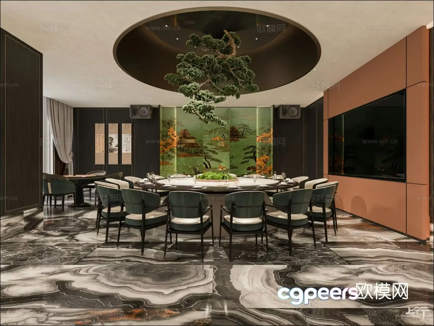 New Chinese 3D private room 3D model
