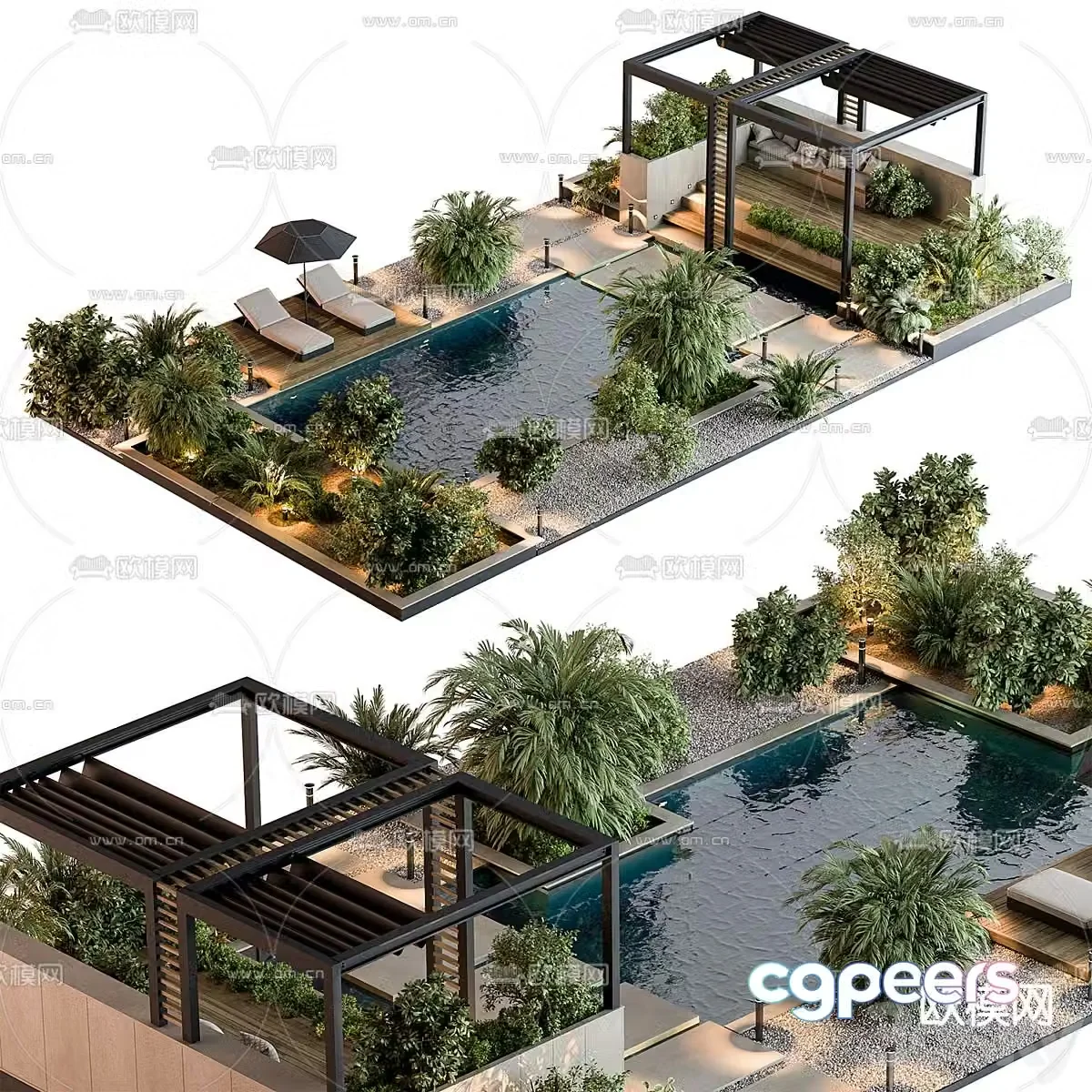 Villa courtyard garden 3d model