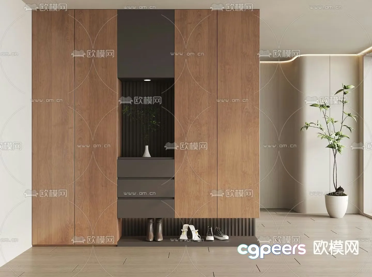 Medieval style entrance cabinet shoe cabinet 3D model