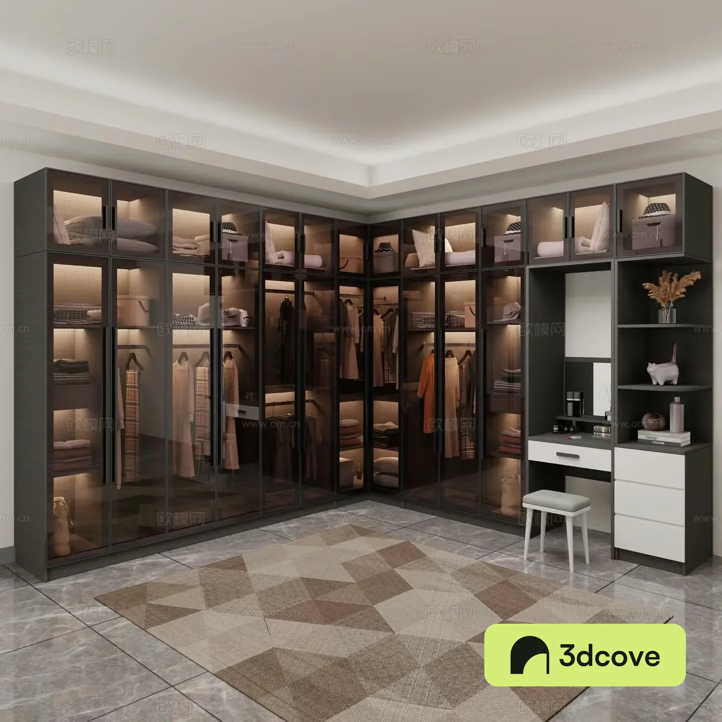 Modern wardrobe Glass wardrobe decoration Custom wardrobe