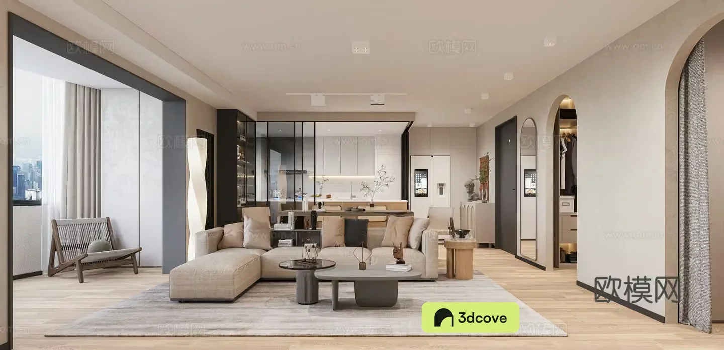Modern living and dining room