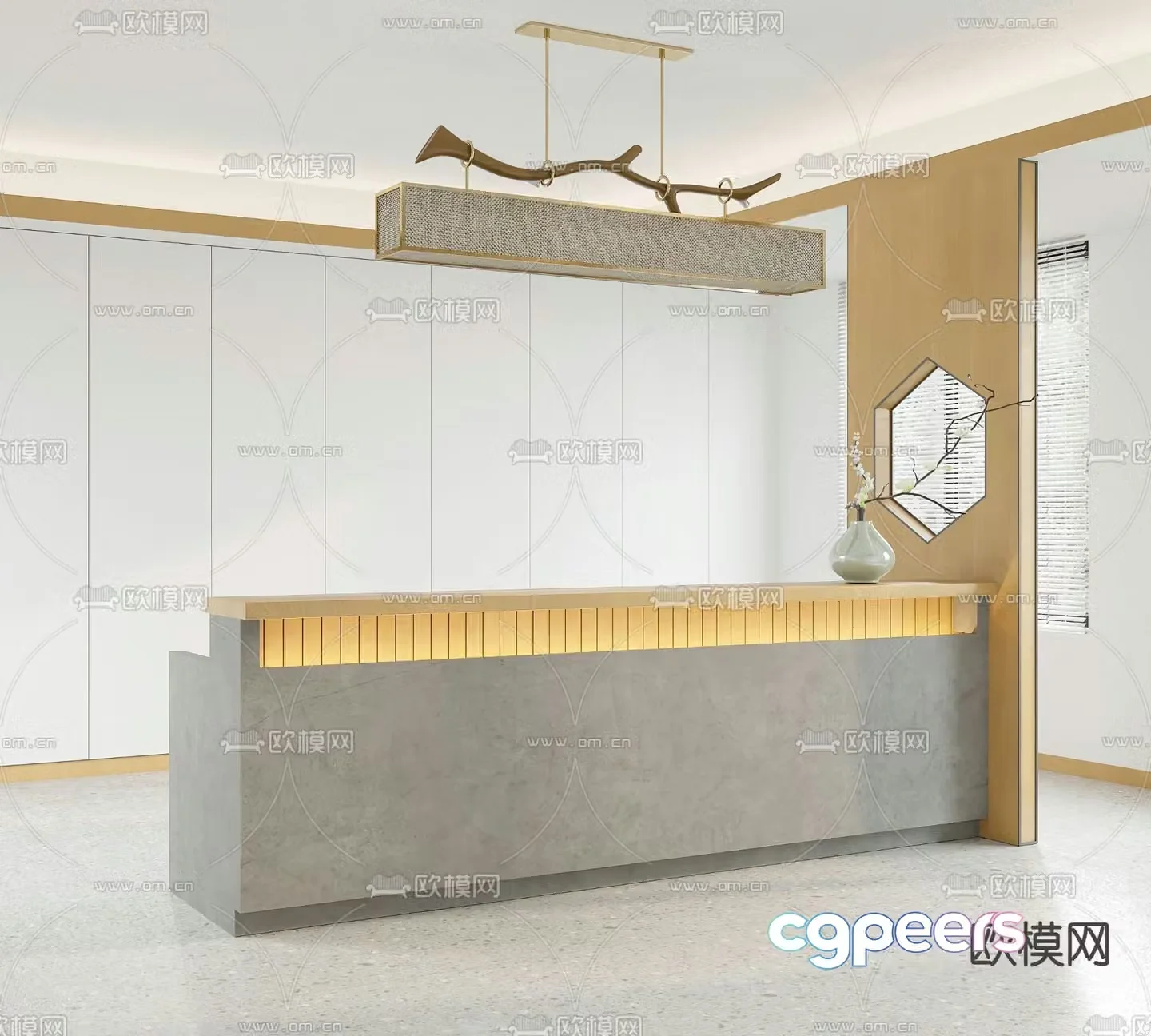 New Chinese style front desk reception desk cashier 3D model