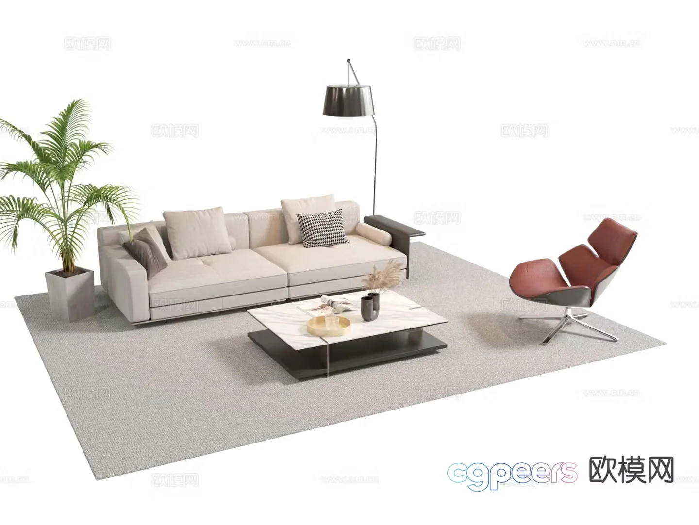 Modern office sofa modular sofa 3d model