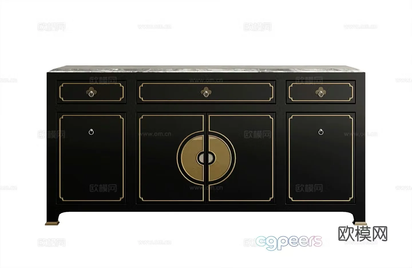 New Chinese style entrance cabinet 3D model