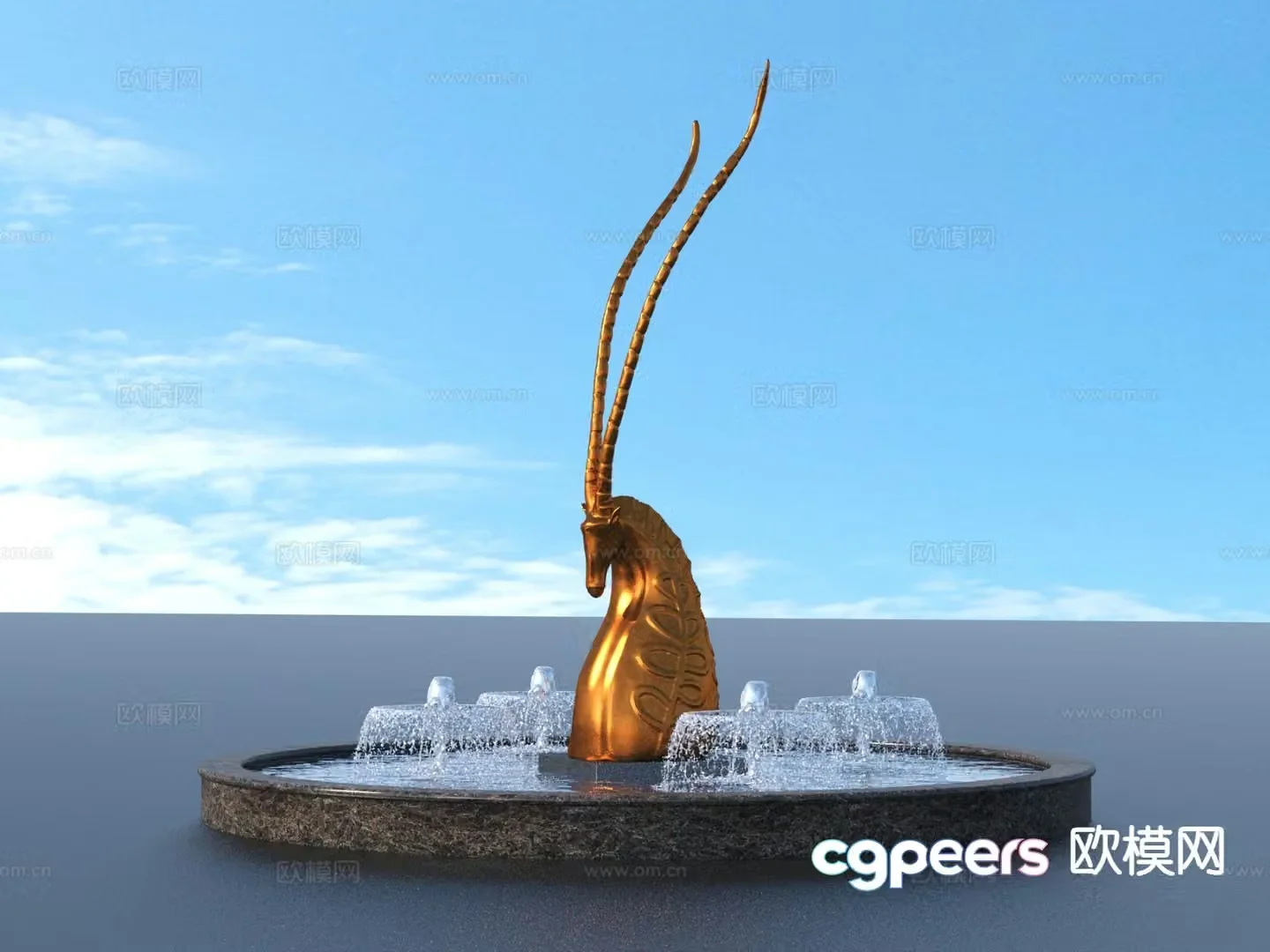 Urban Sculpture Waterscape Sketch Landscape Sculpture 3D Model