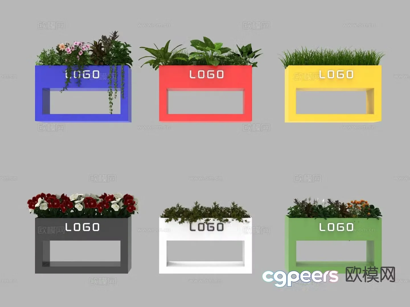 Commercial outdoor flower box flower pond flower bed 3d model