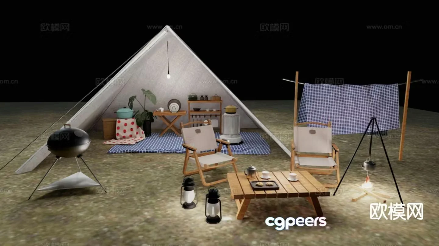 tent camping tent 3d model
