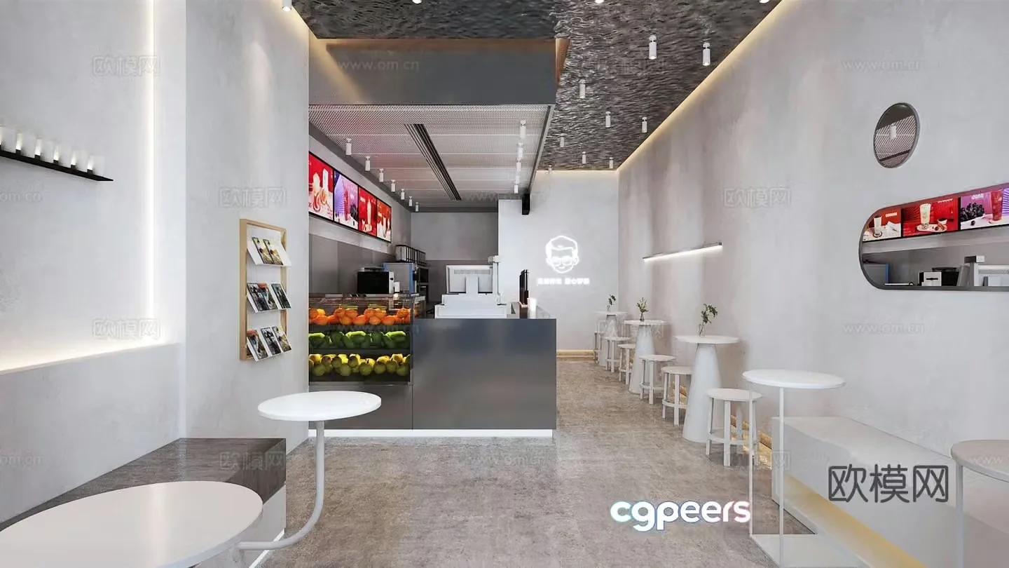 Modern milk tea shop 3d model