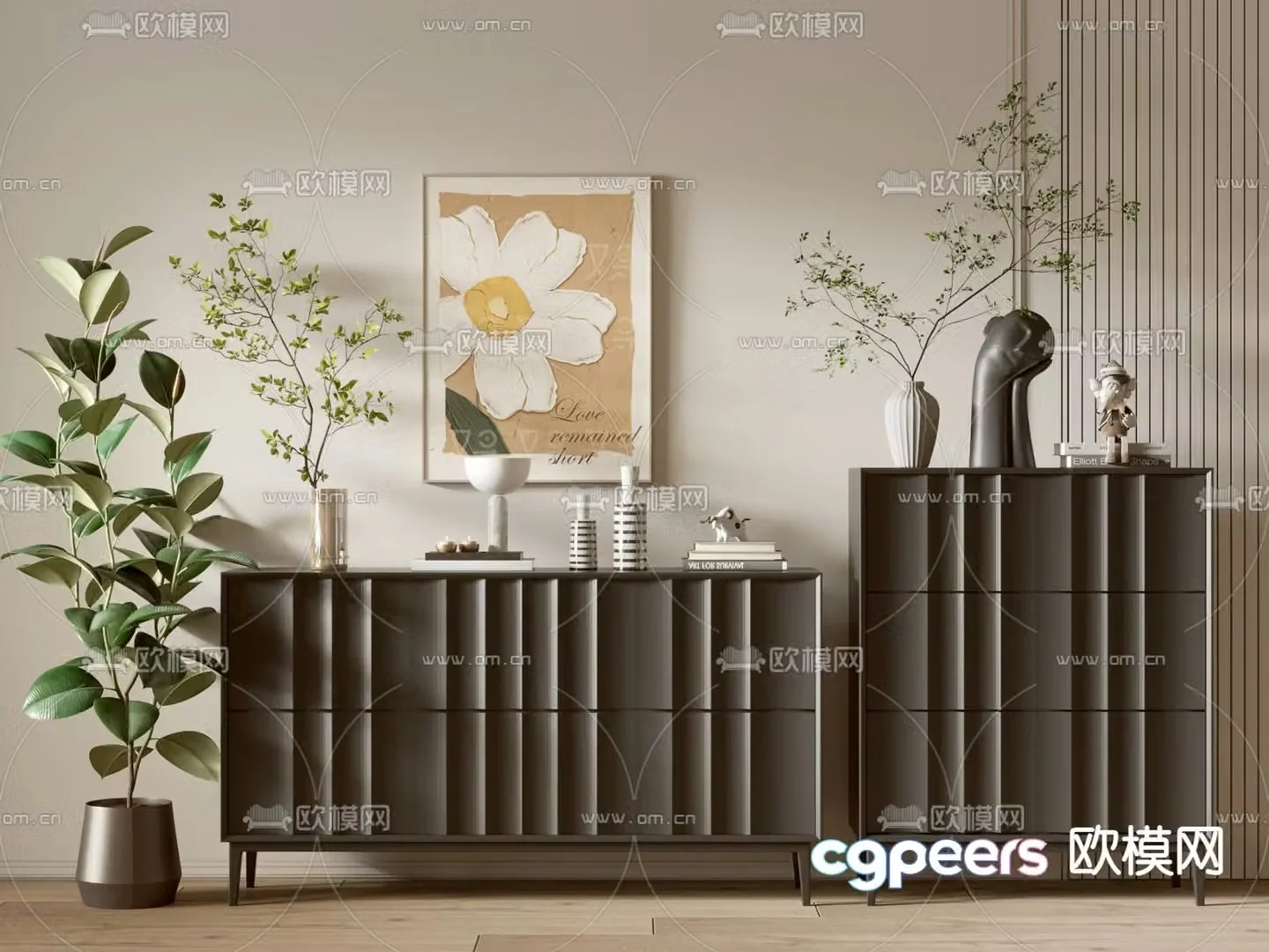 Modern entryway cabinet side cabinet 3d model