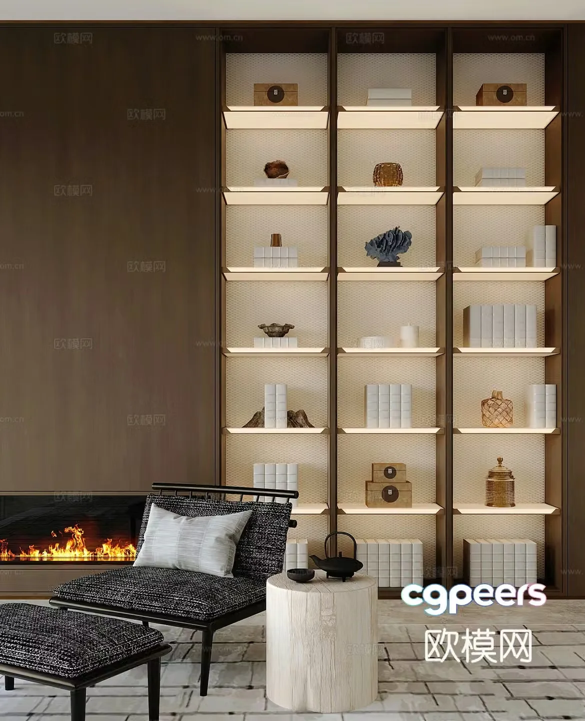 Modern storage rack decorative cabinet leisure chair footrest 3d model