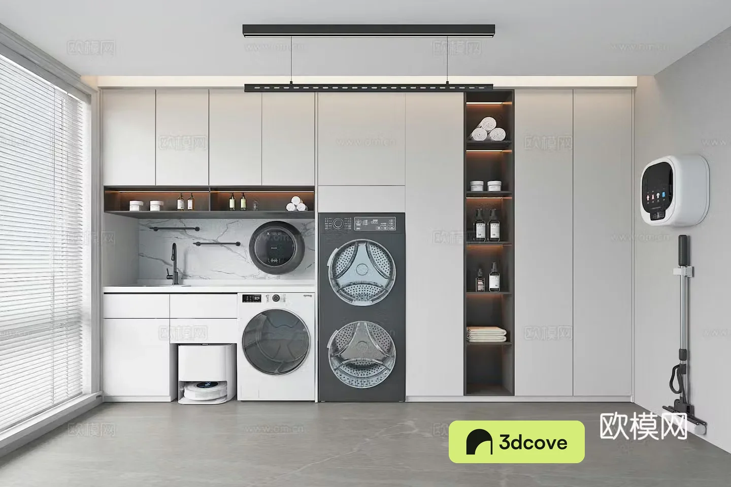 Modern laundry room balcony washing machine cabinet