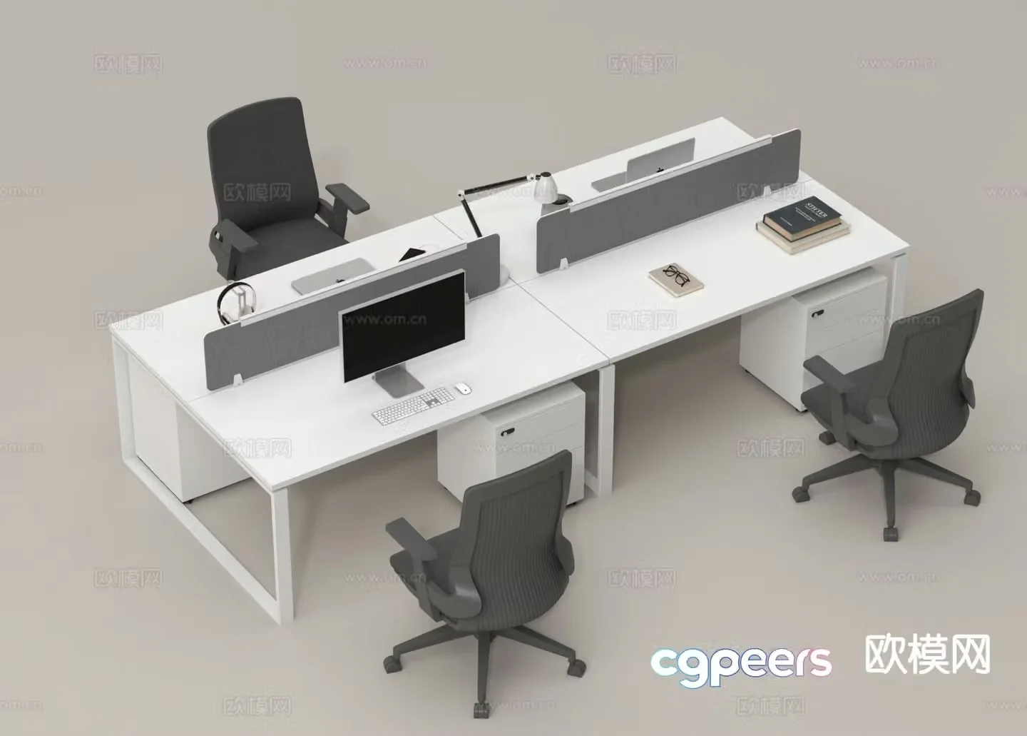Card space desk work station post 3d model