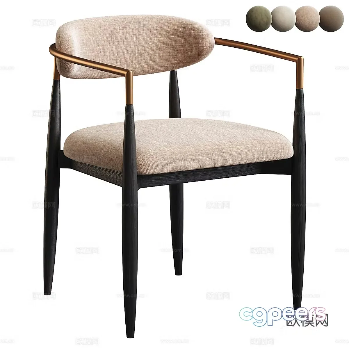 New Chinese style light luxury dining chair 3D model