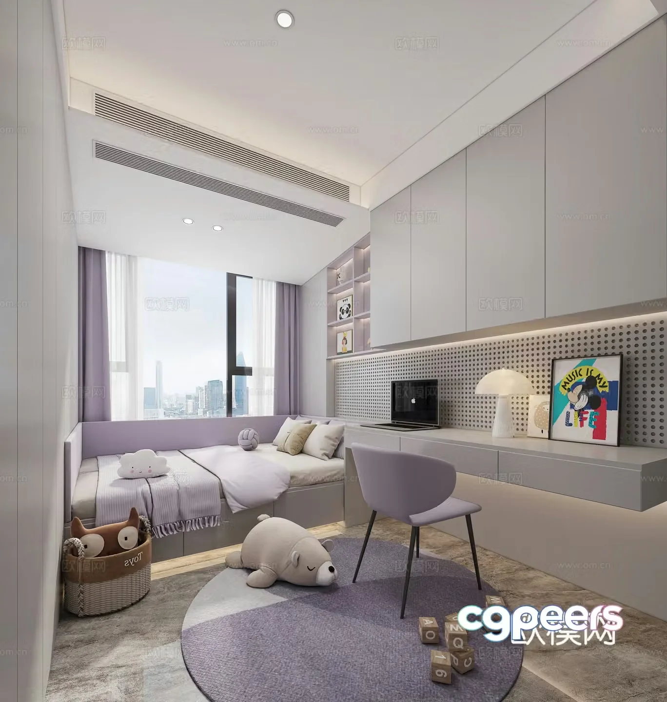Modern girl room 3d model