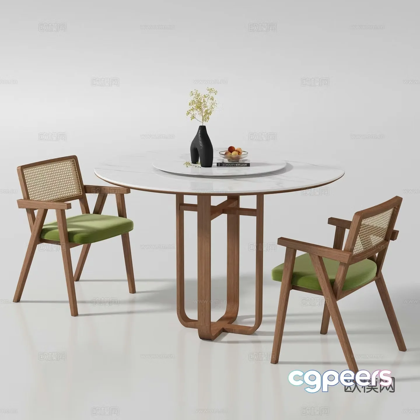 Modern medieval round dining table and chair 3d model