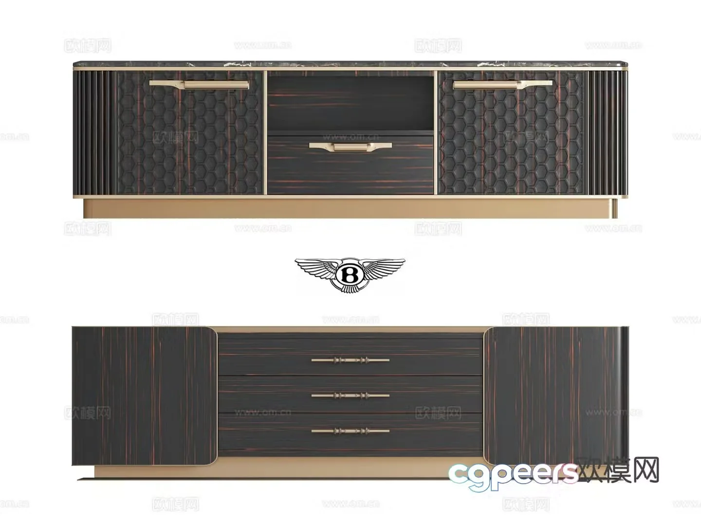 Bentley light luxury TV cabinet 3D model