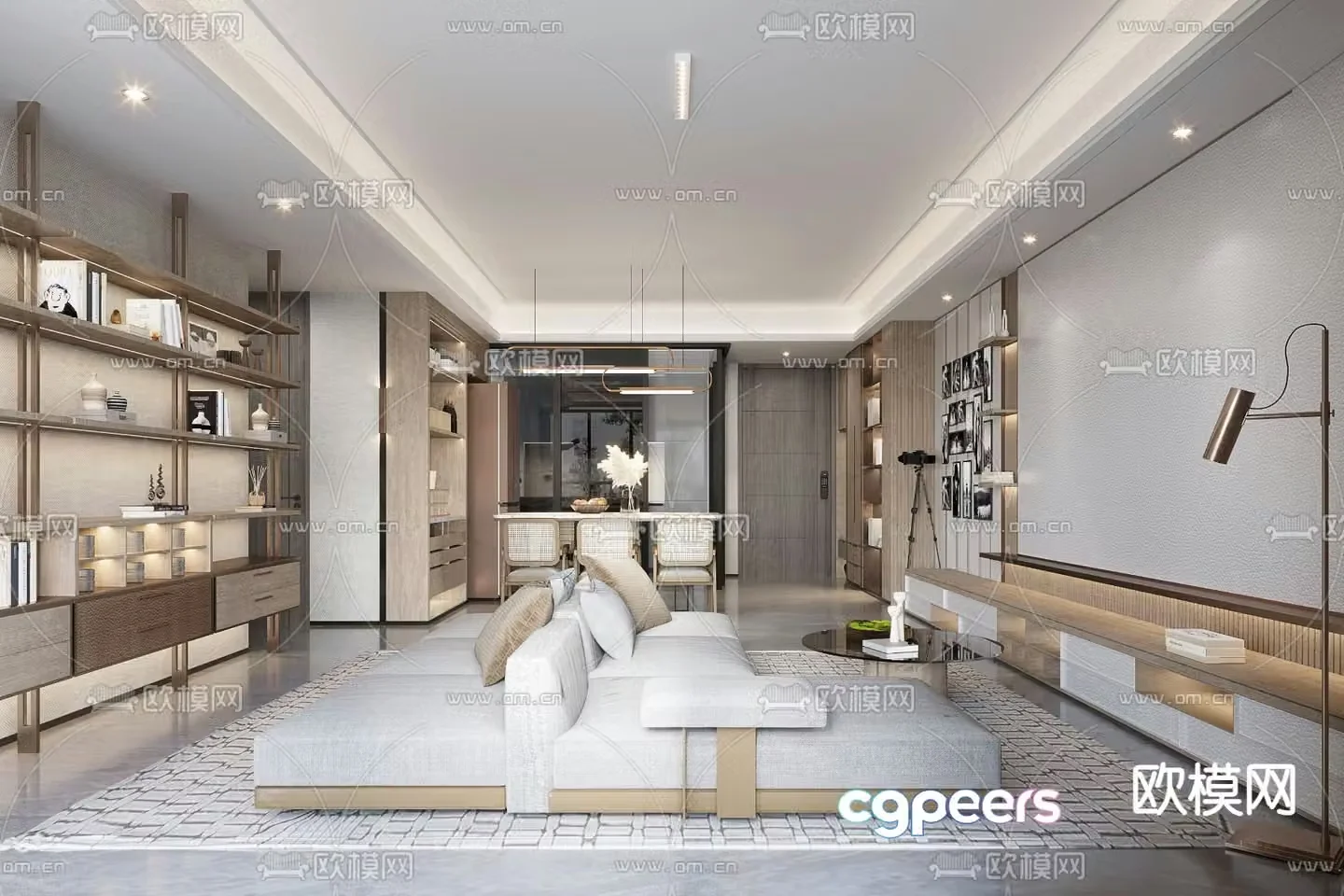 Modern living room dining room 3d model