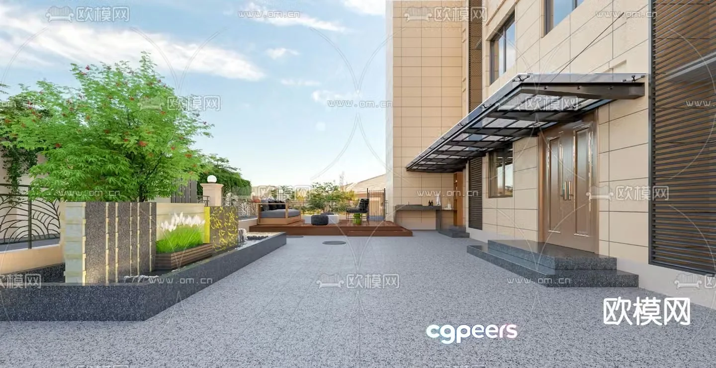 Villa courtyard garden 3d model