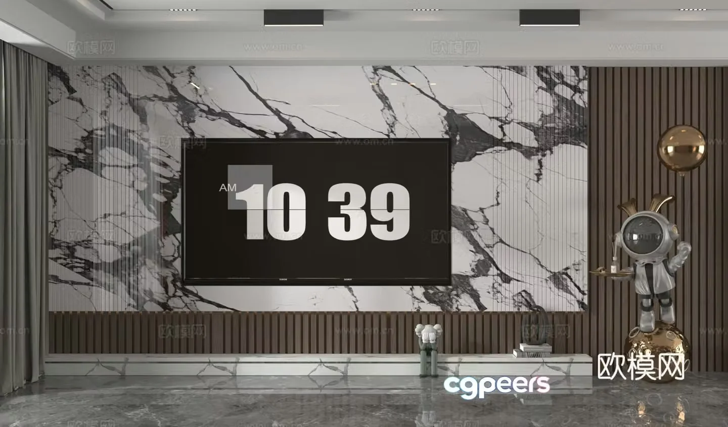3d model of TV background wall