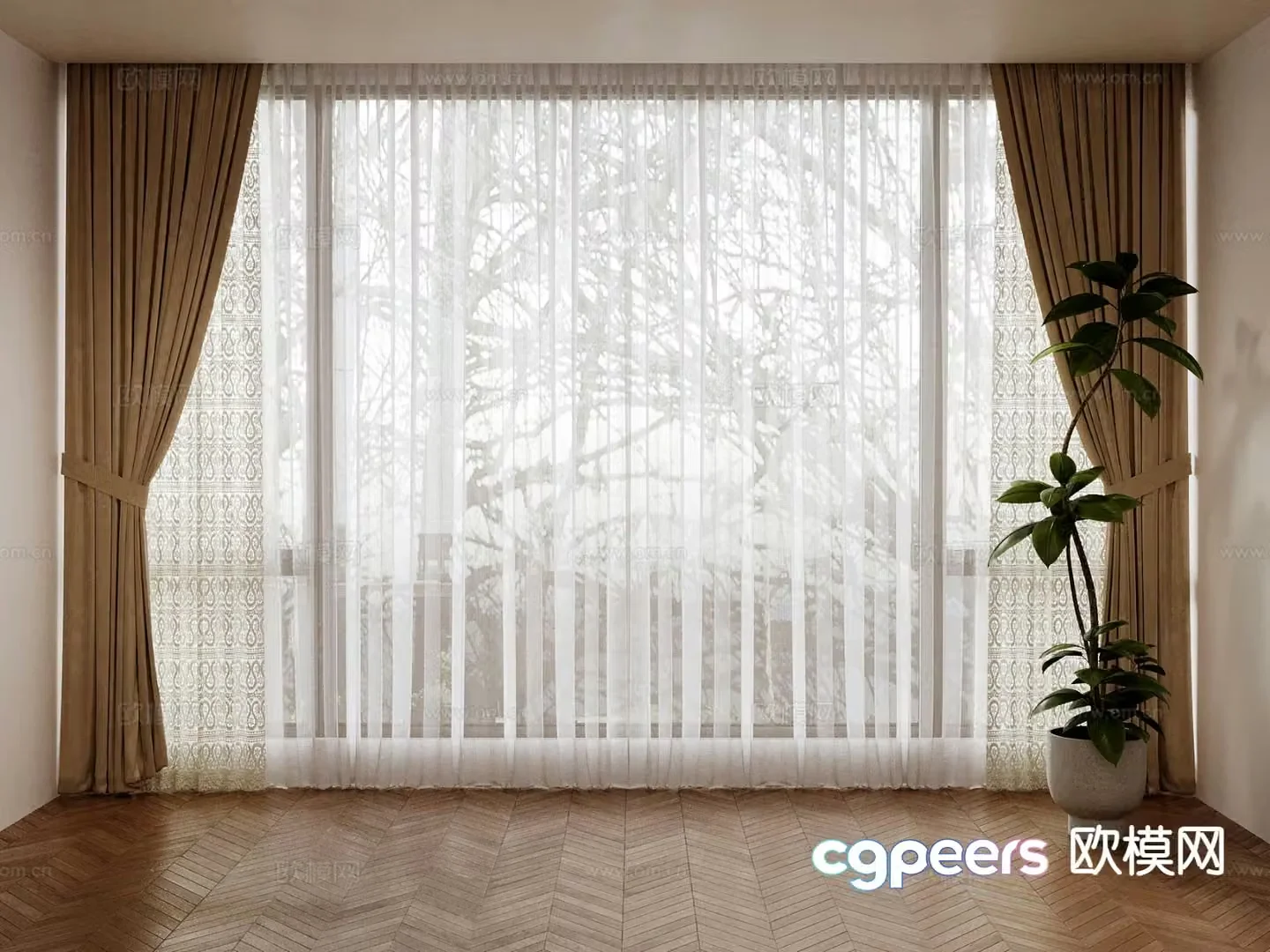 French curtains curtains gauze curtains 3d model