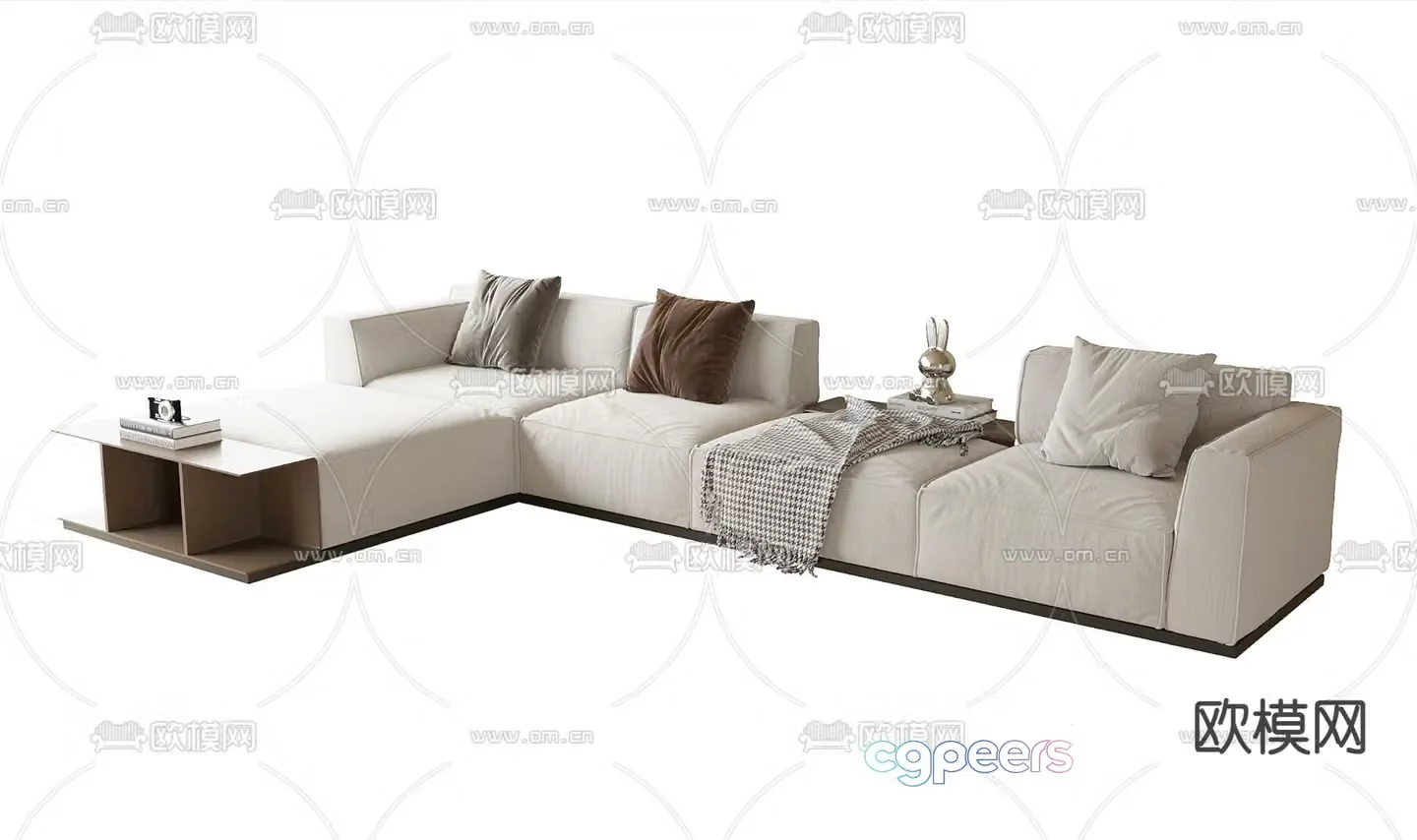 Modern corner sofa multi-person sofa 3d model