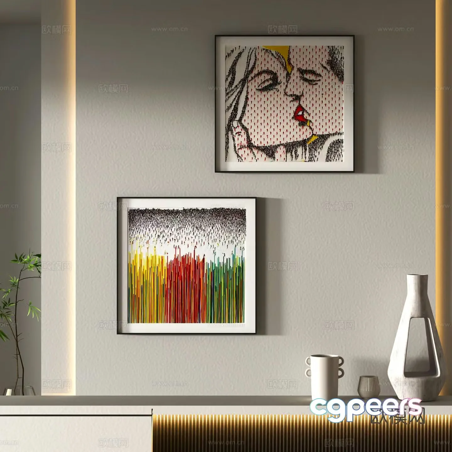 Modern decorative hanging painting figure painting 3d model