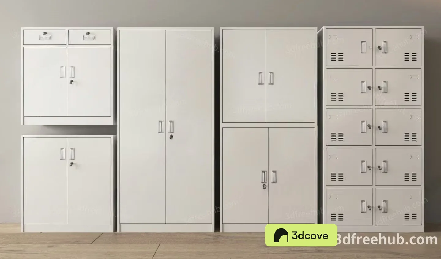 A Row Of White Lockers
