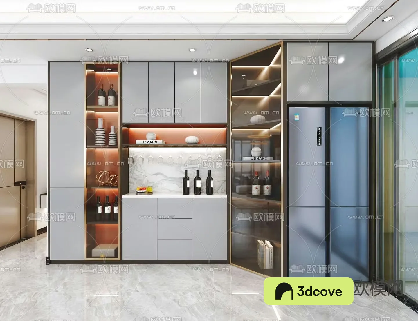 Wine cabinet and refrigerator integrated