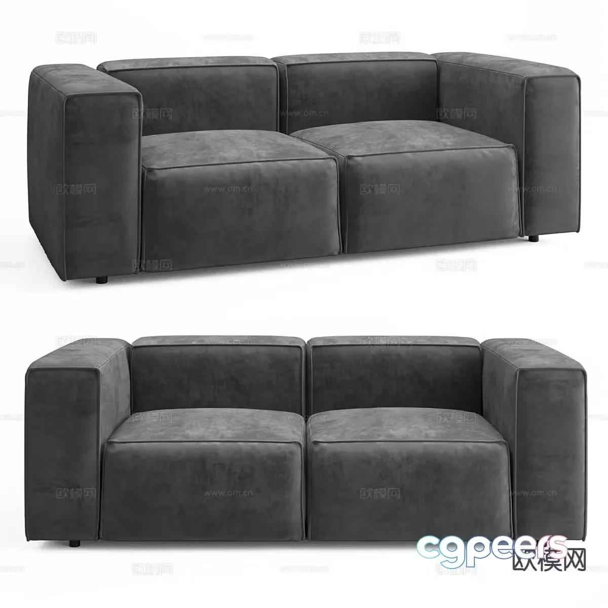 KARO Fabric Sofa Double Sofa Tofu Block Sofa Modular Sofa 3D Model