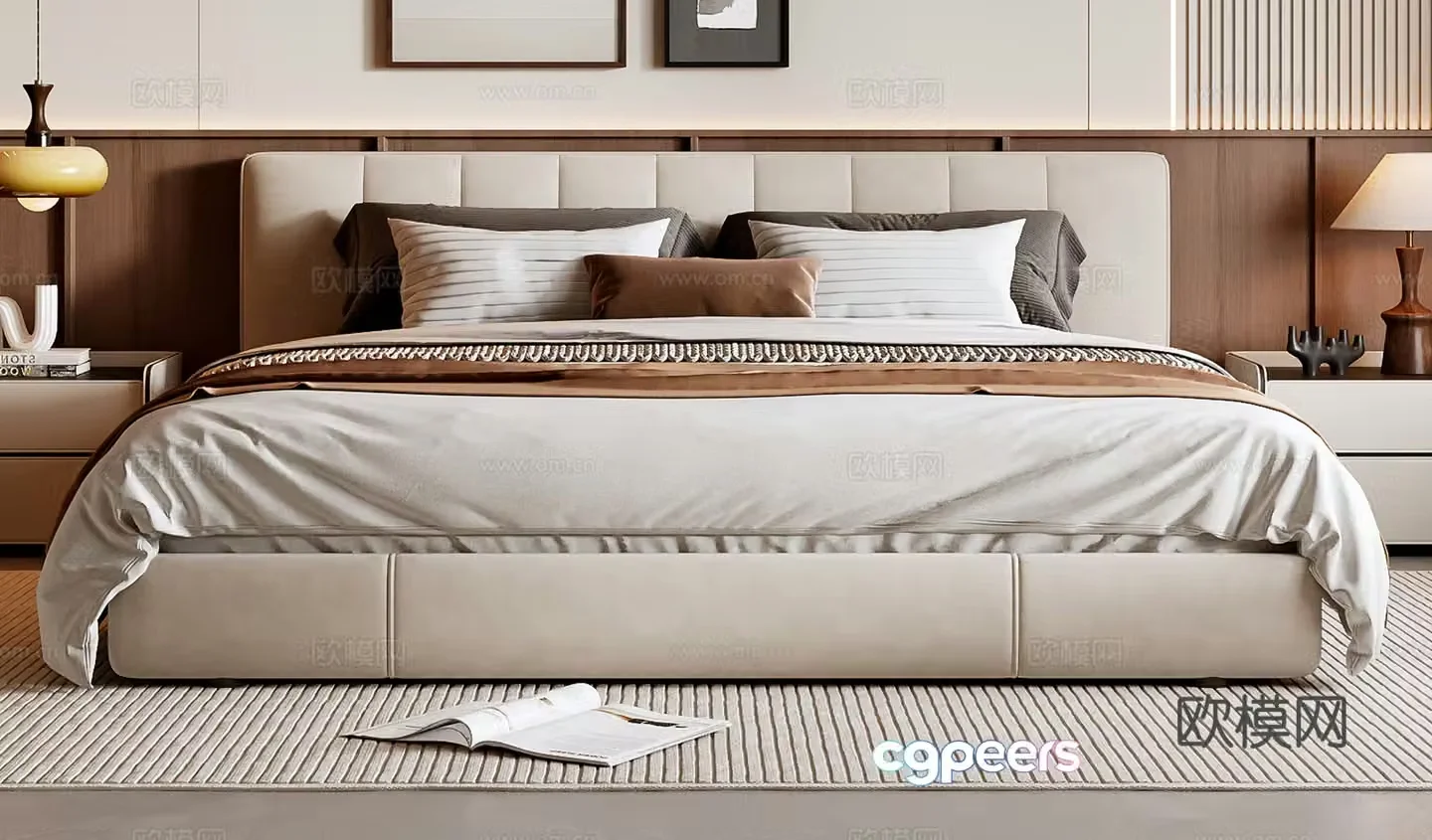 Middle-aged double bed 3D model