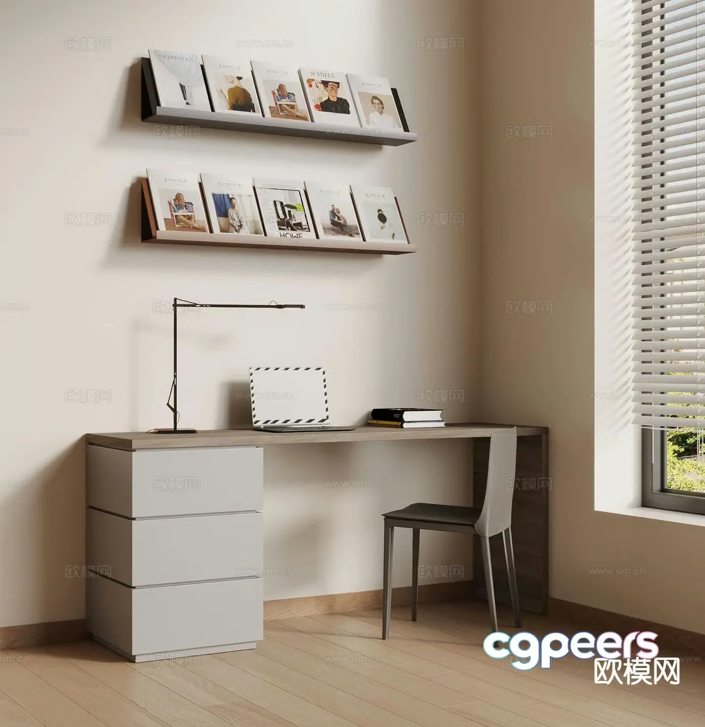 modern desk desk 3d model