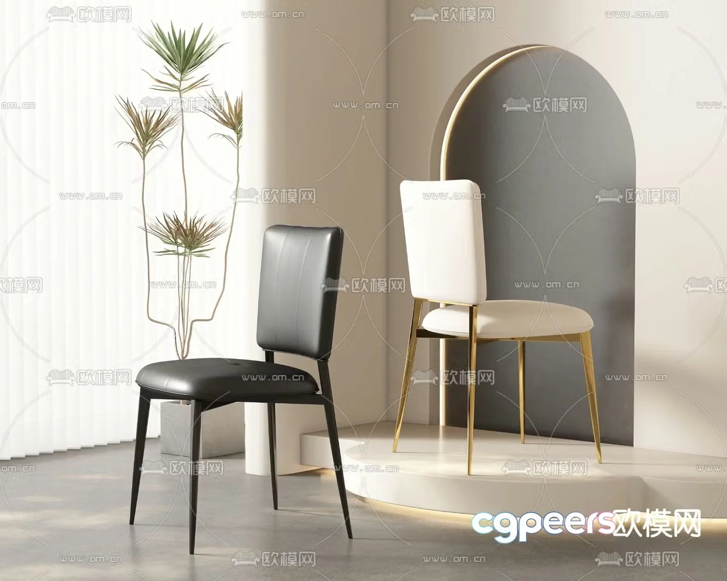 leather chair dining chair 3d model