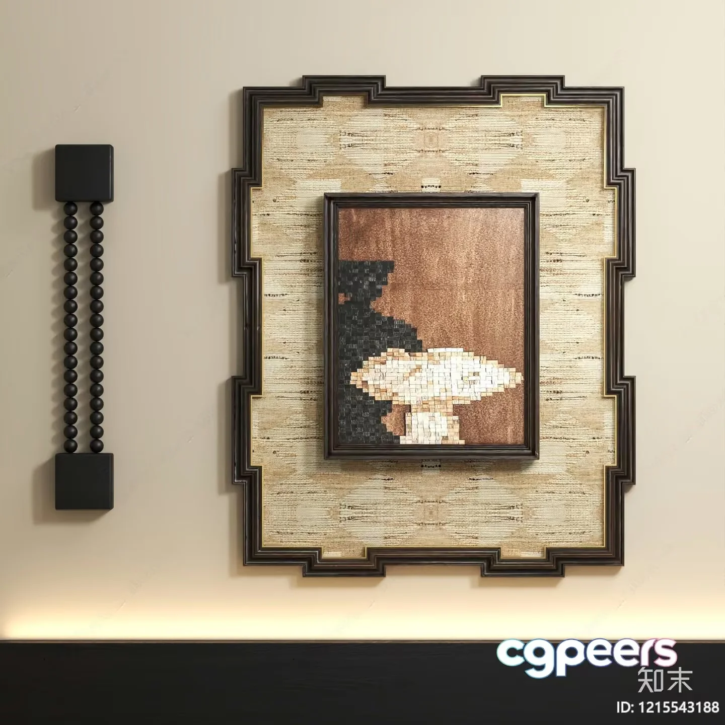 A Framed Picture Of A White Dog On A Wall 3D Model – 23081 – VRAY Render