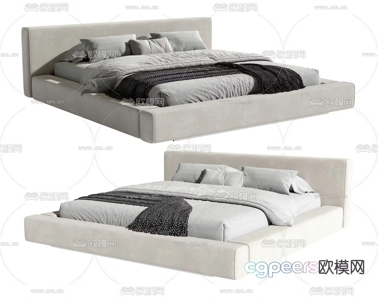 Modern double bed 3d model