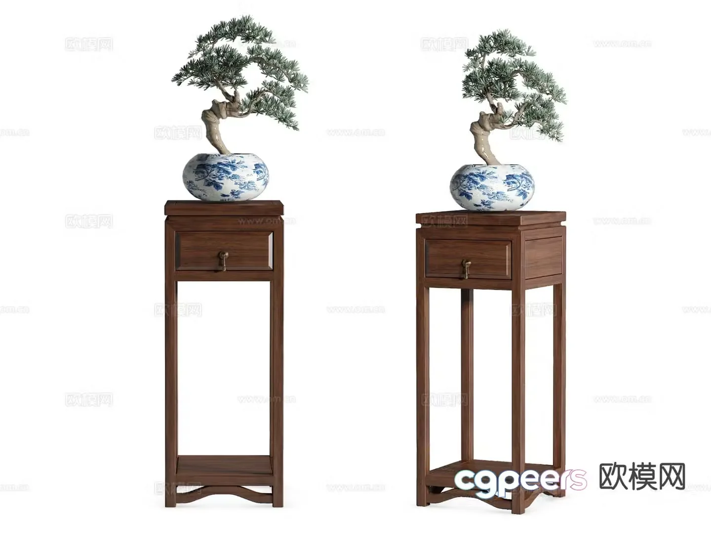 New Chinese style flower stand bonsai 3d model