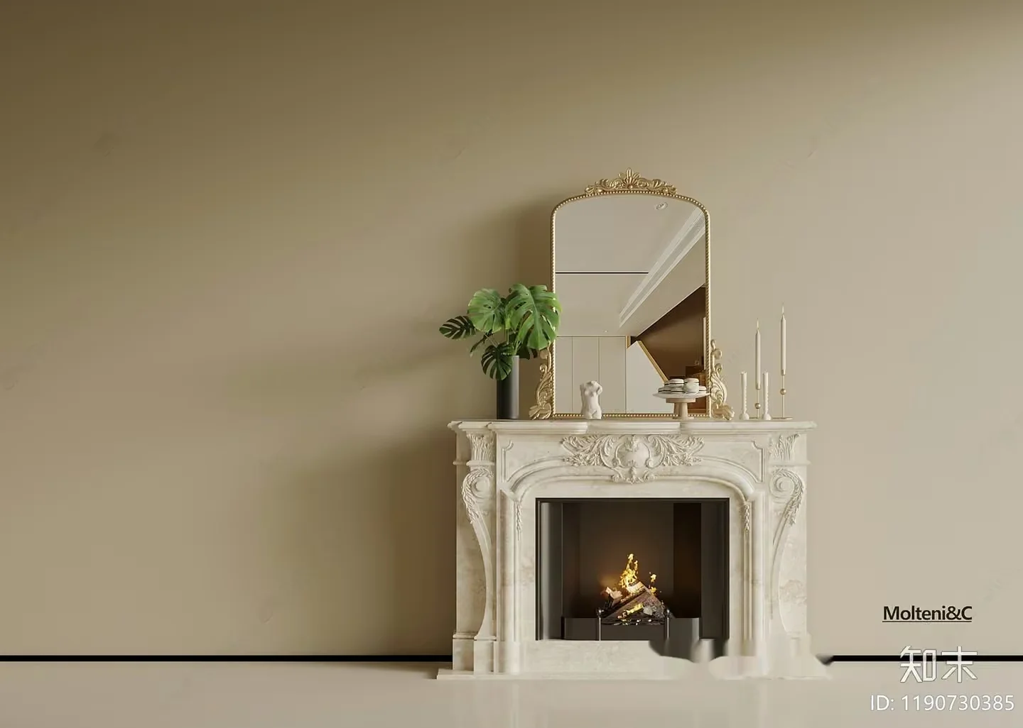 A White Fireplace 3D Model – 7525 – VRAY Render