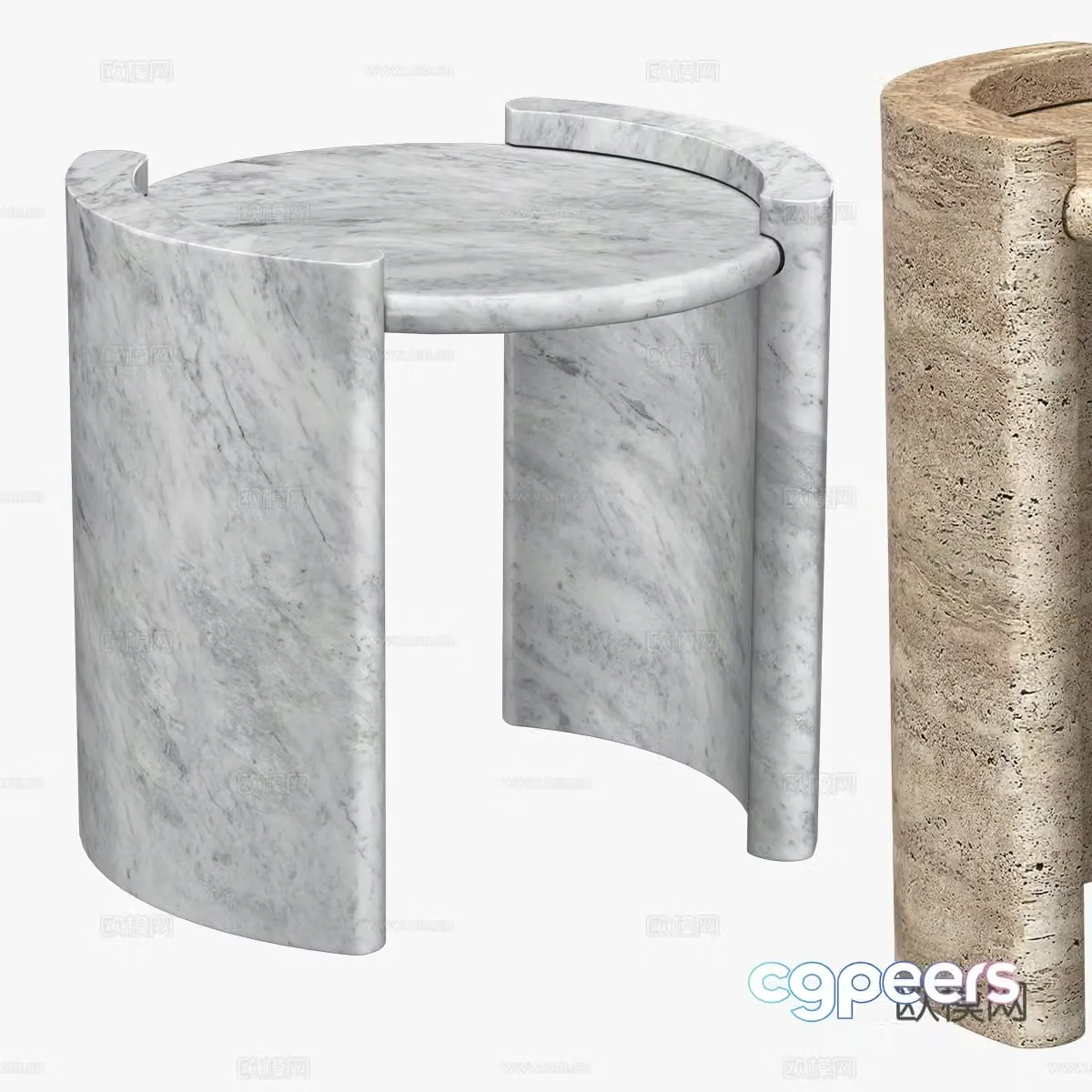 New Chinese marble side table 3D model