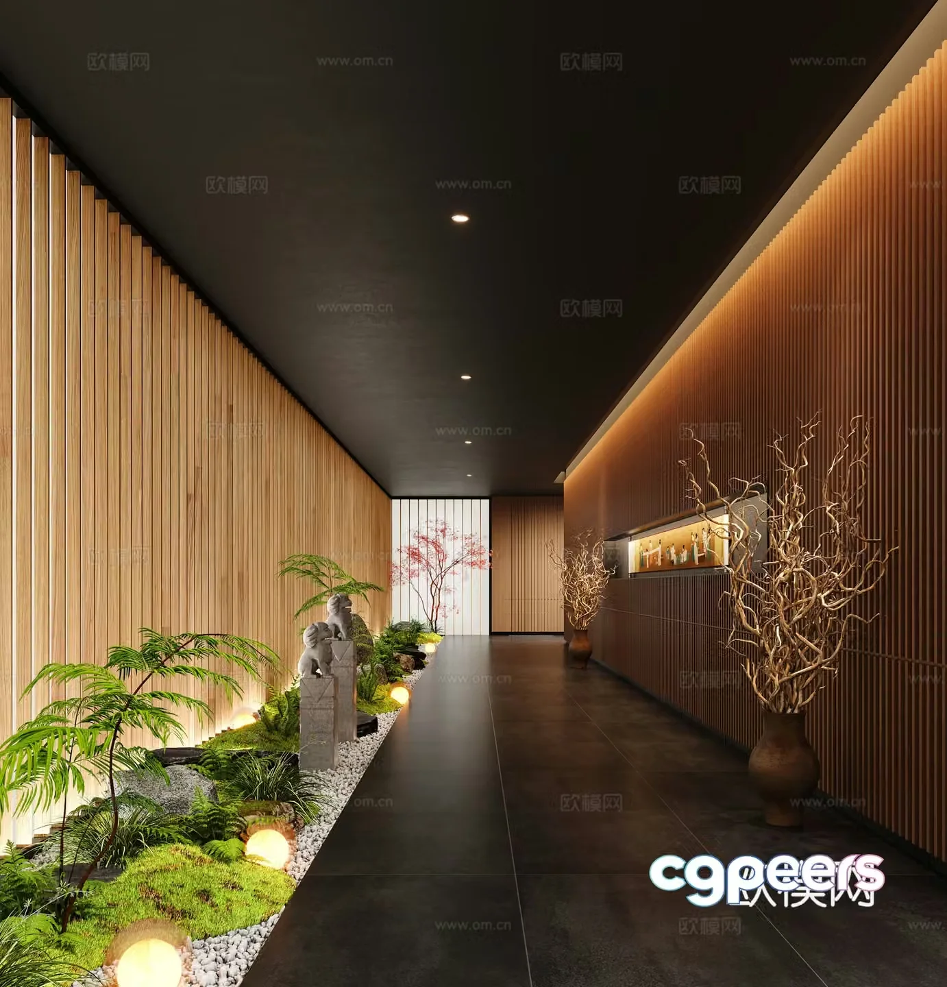Modern aisle Interior Landscape Landscape Aisle Landscape 3D Model