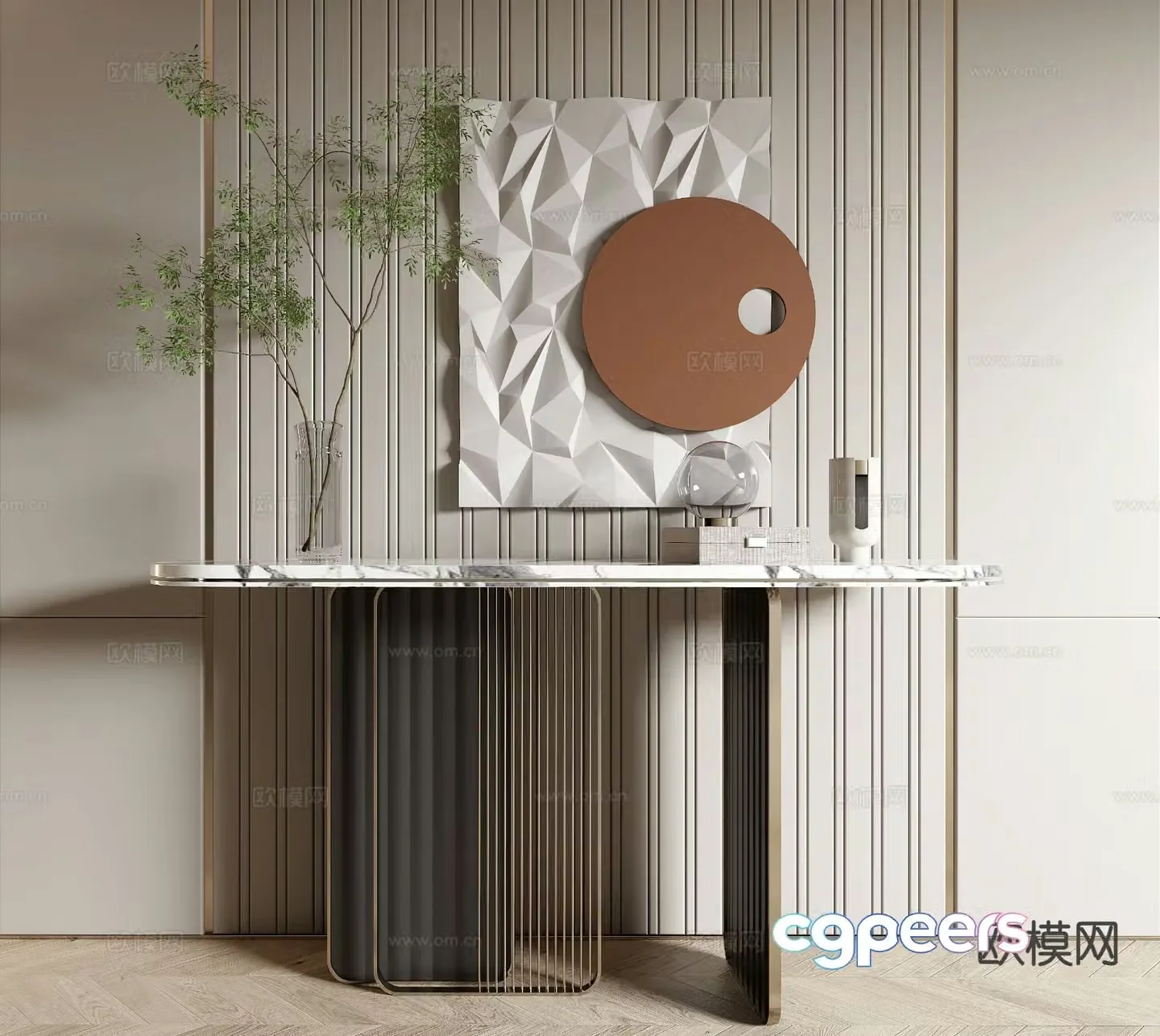 Modern entrance hall end viewing platform 3D model