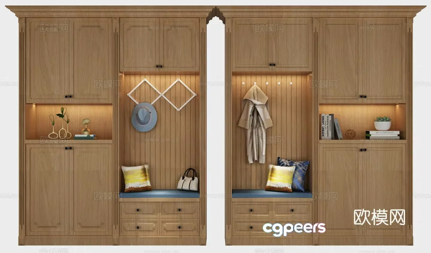 American simple shoe cabinet combination 3D model