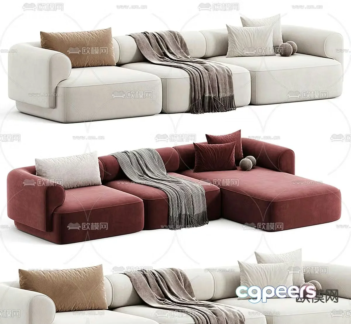 Modern fabric sofa corner sofa 3d model