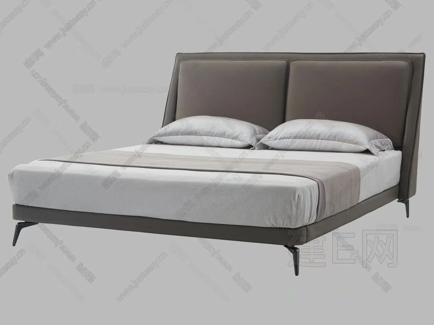 A Bed With A Headboard 3D Model – 16560 – VRAY Render