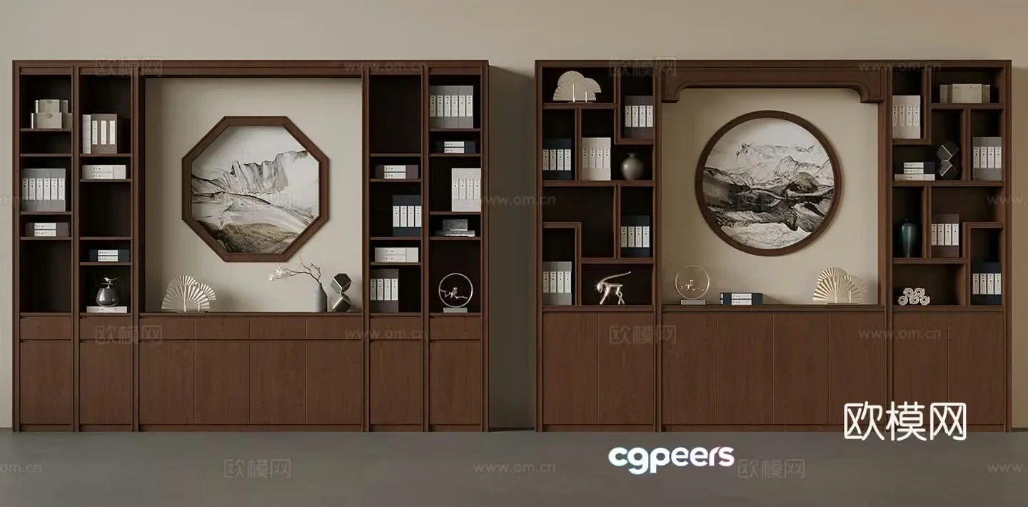 New Chinese bookcase 3D model
